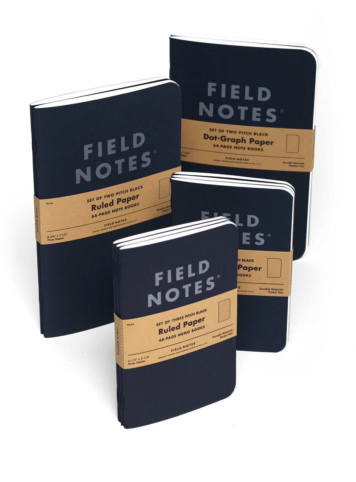 Field Notes "Pitch Black" 3-Pack Notizheft Notizhefte Field Notes