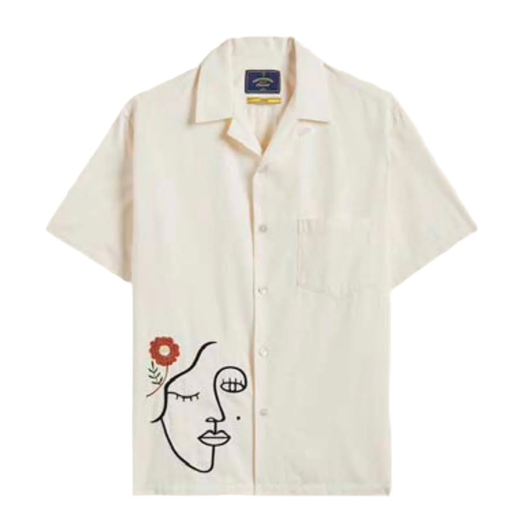 Portuguese Flannel Embroidery Face Hemd Herren Kurzarm-Hemd Portuguese Flannel