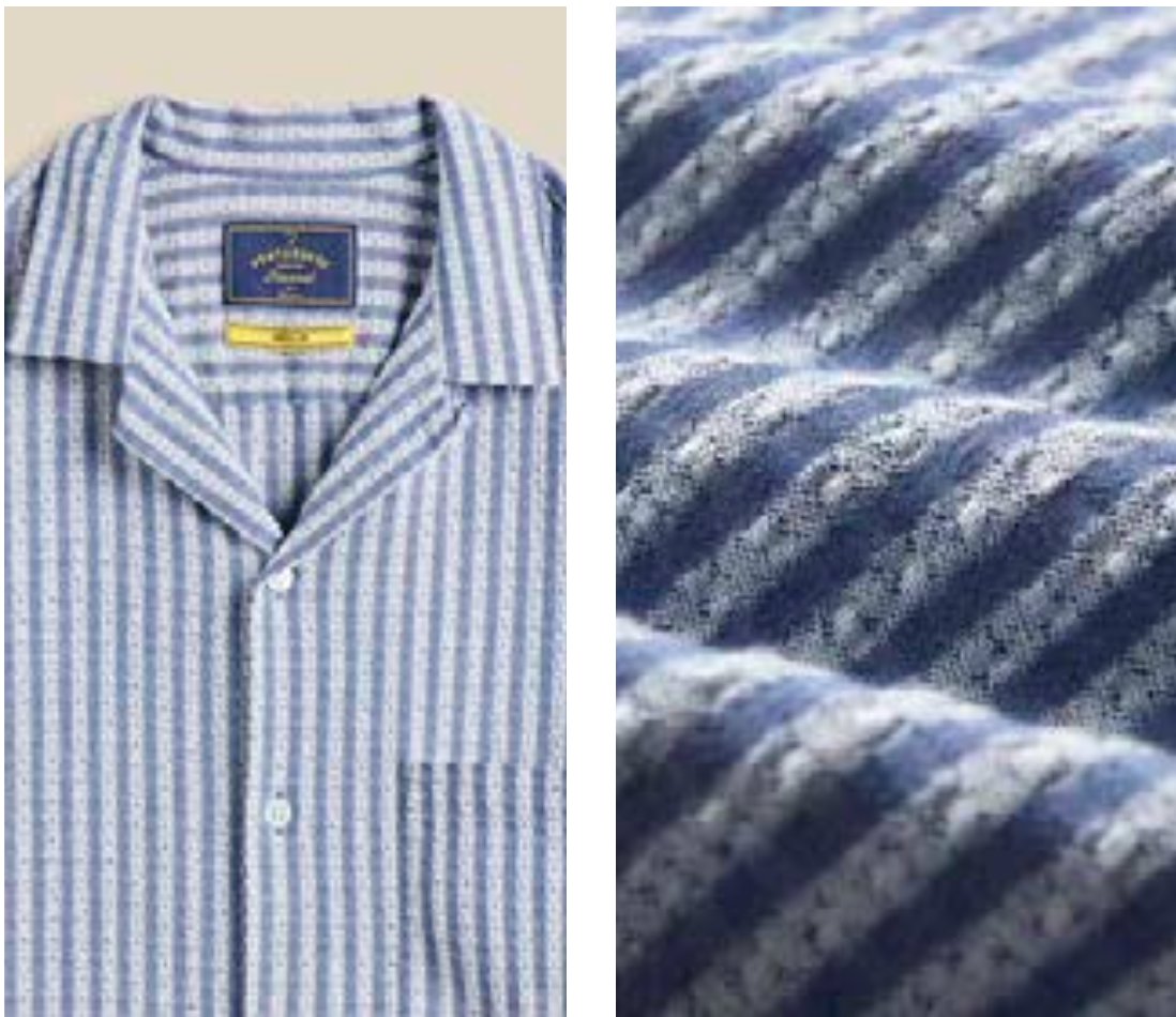 Portuguese Flannel JACQUARD CHAMBRAY Hemd Herren Kurzarm-Hemd Portuguese Flannel