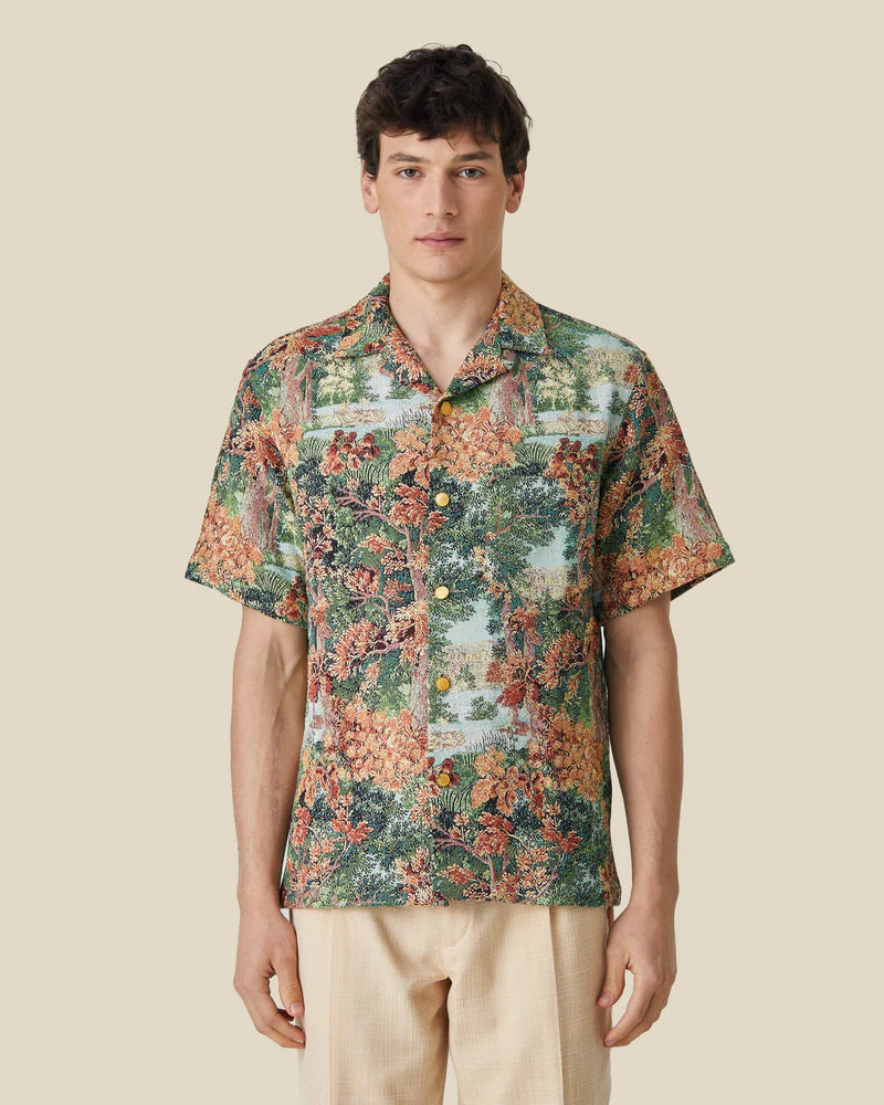 Portuguese Flannel Landscape Tapestry Hemd Herren Kurzarm-Hemd Portuguese Flannel