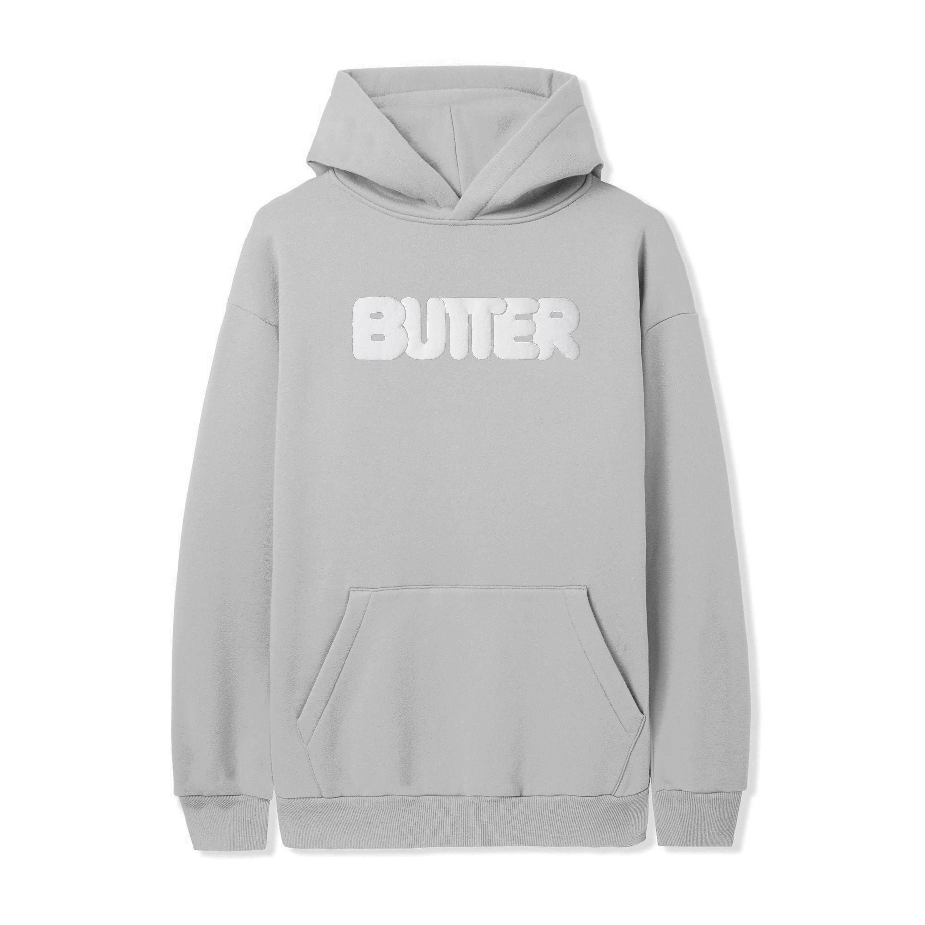 Butter Goods Puff Rounded Logo Hoodie - Cement Hoodie Butter Goods