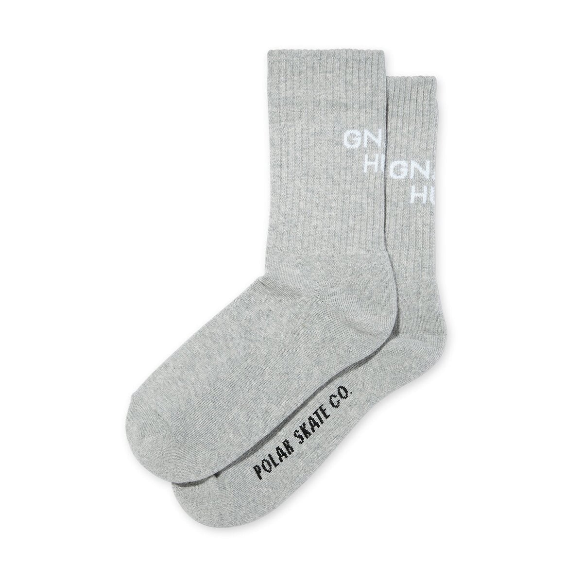 Polar Skate Co. Gnarly Huh! Socks - Heather Grey Socken Polar Skate Co.