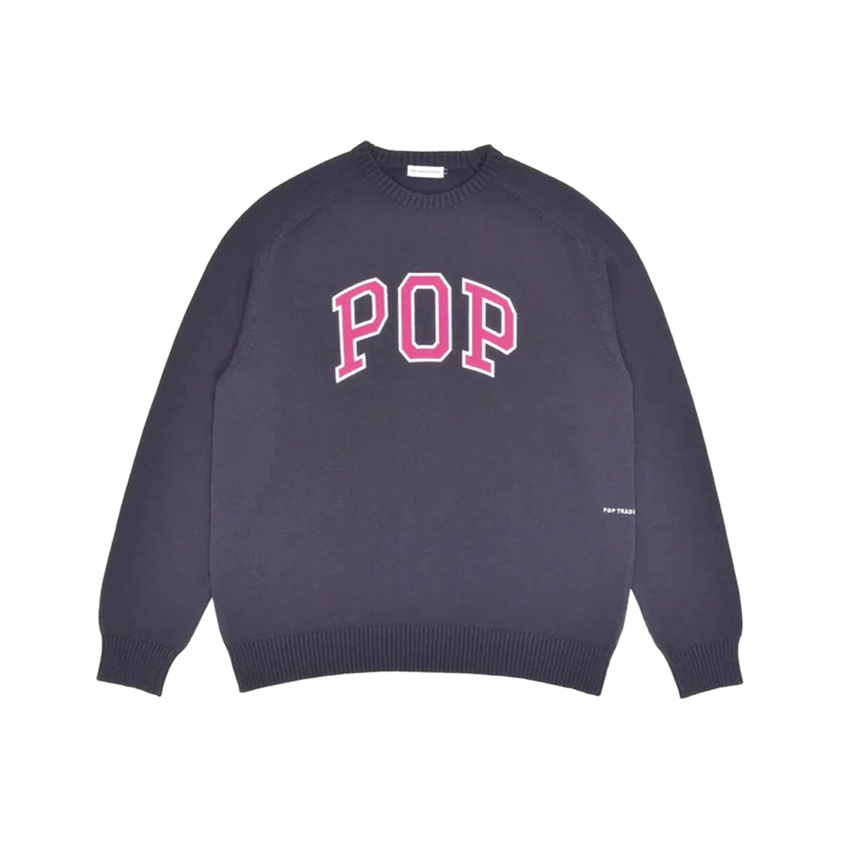 POP Trading Company Arch Knitted Crew - Anthracite/Raspberry Crewneck POP Trading Company