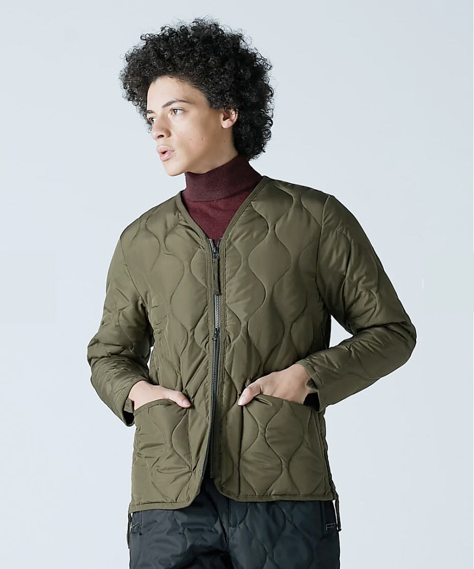 Taion Military Zip V-Neck Jacket - Olive Taion