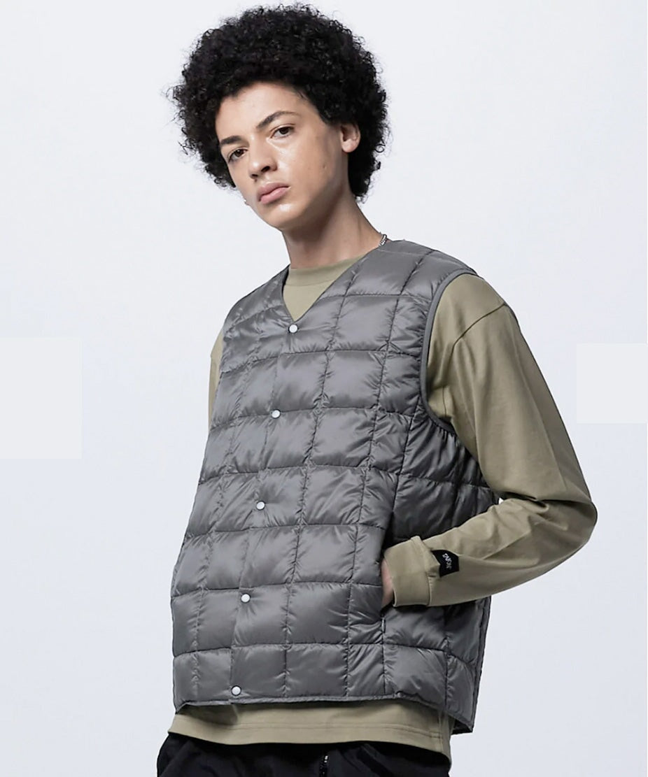 Taion V-Neck Button Down Vest - Grey Taion