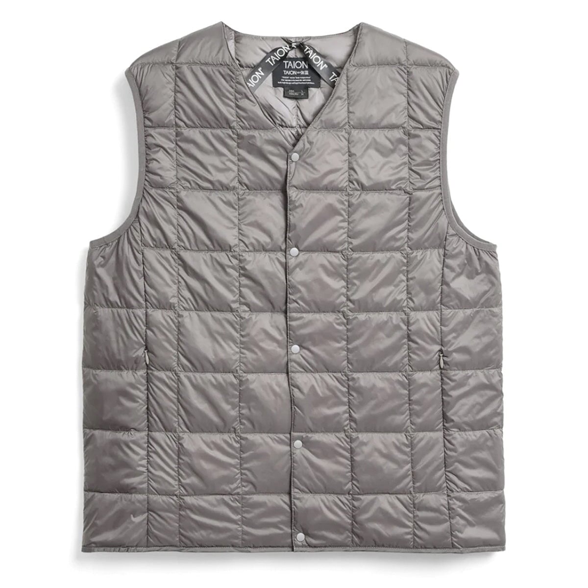 Taion V-Neck Button Down Vest - Grey Taion