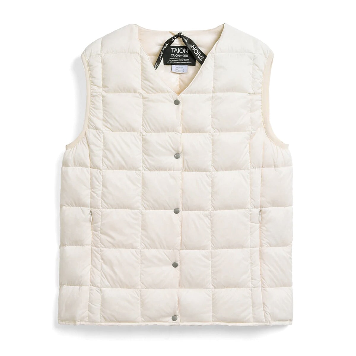Taion Women's V-Neck Button Down Vest - Off White Taion