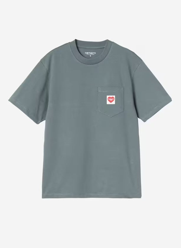 W SS Pocket Heart T-Shirt Cozy Blue/Red Bild 1