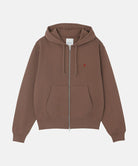 One Point Zip Hooded Sweatshirt Brown Bild 1