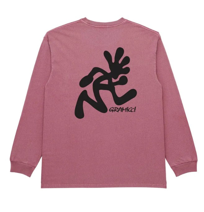 Running Man L/S Tee Pigment Dyed Red Pigment Bild 1
