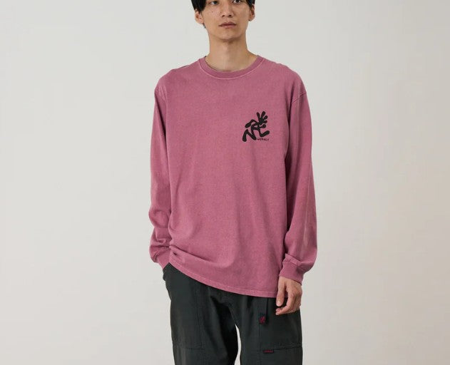 Running Man L/S Tee Pigment Dyed Red Pigment Bild 2