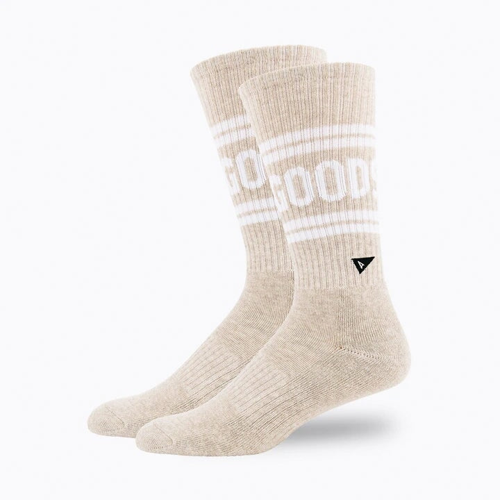 Arvin Goods Long Crew Sock Retro Branded - Lino White Arvin Goods 