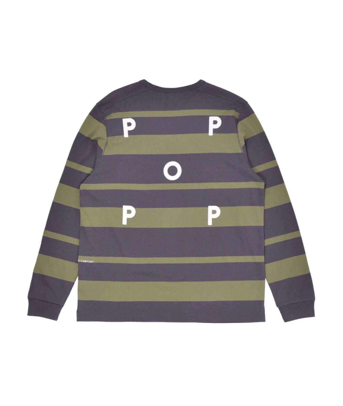 POP Trading Company Striped Logo Longsleeve T-Shirt - Olive Green POP Trading Company 