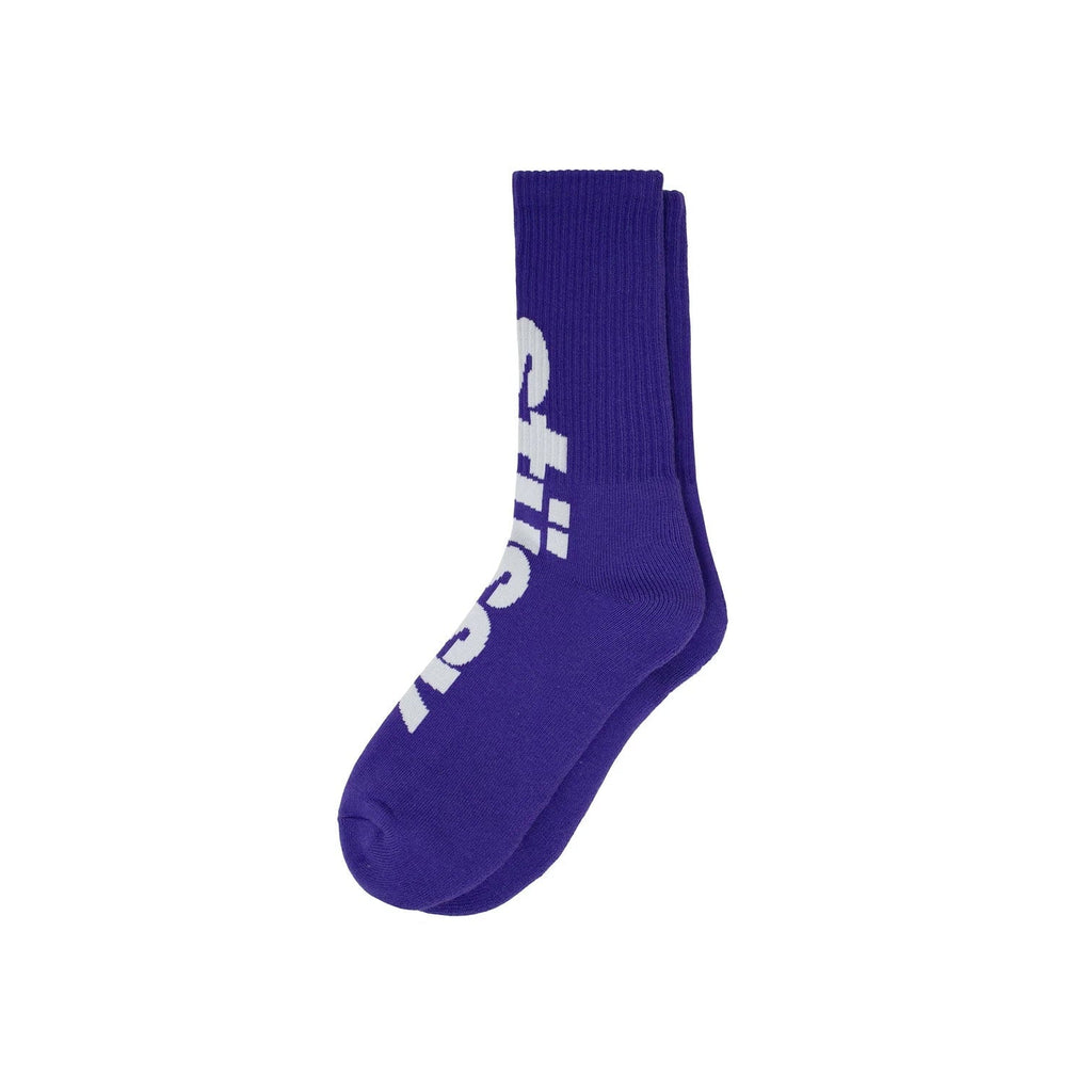 Stüssy Big Helvetica Crew Socks - Purple - White Stüssy 