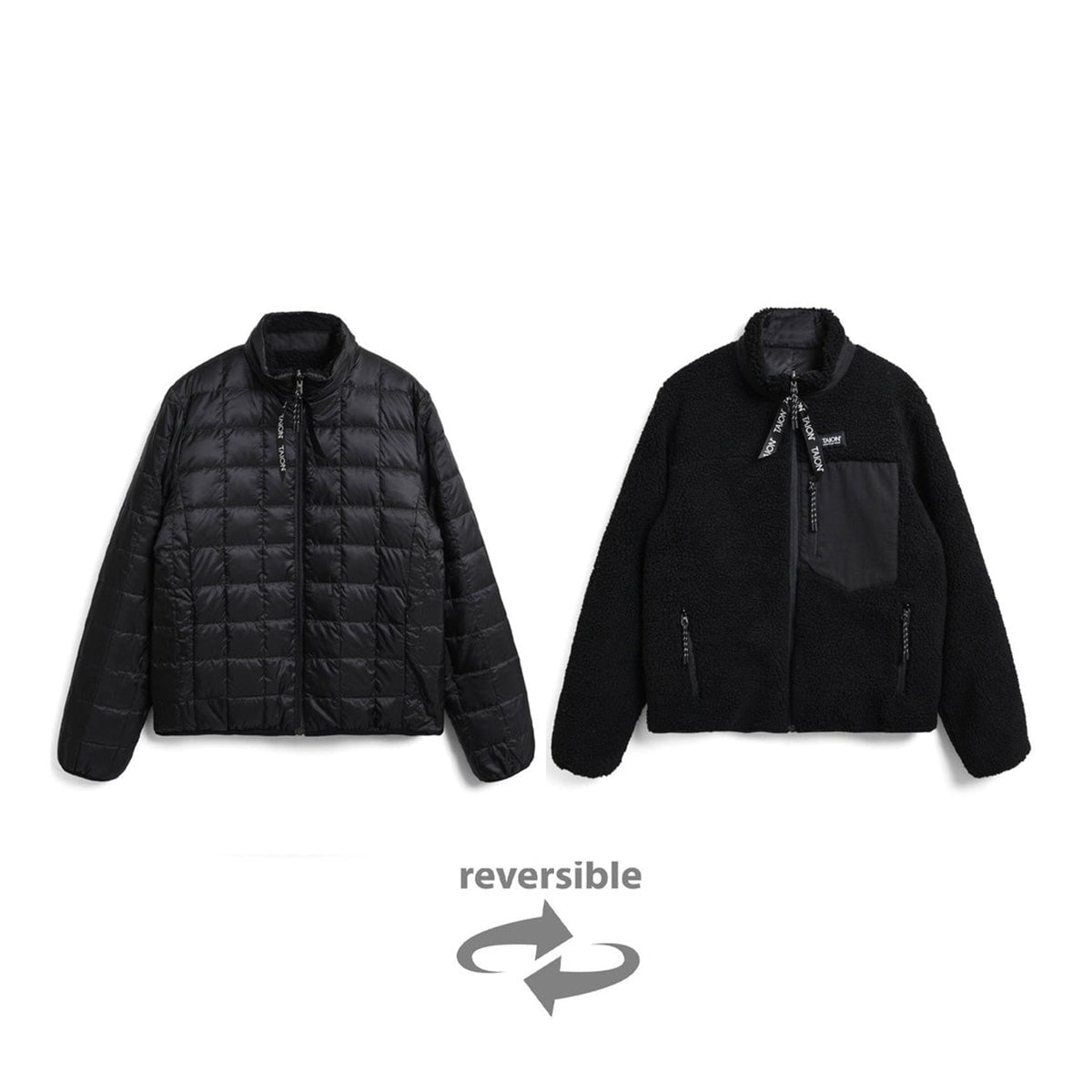 Taion Down Boa Reversible Jacket - Black-Black Taion 