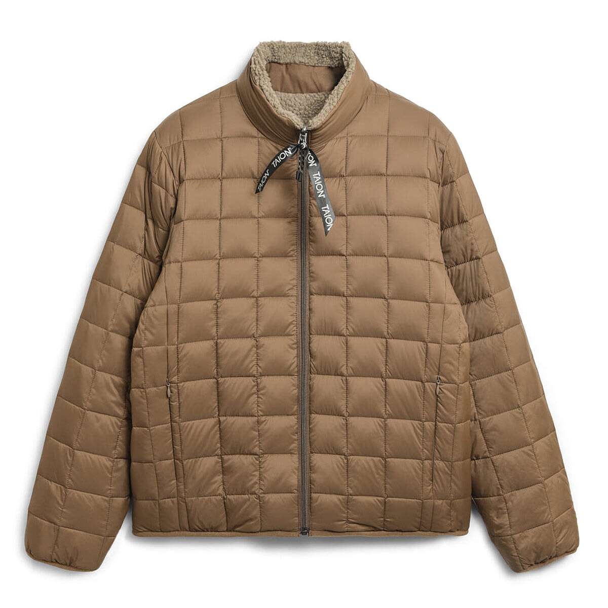 Taion Down Boa Reversible Jacket - Brown-Beige Taion 