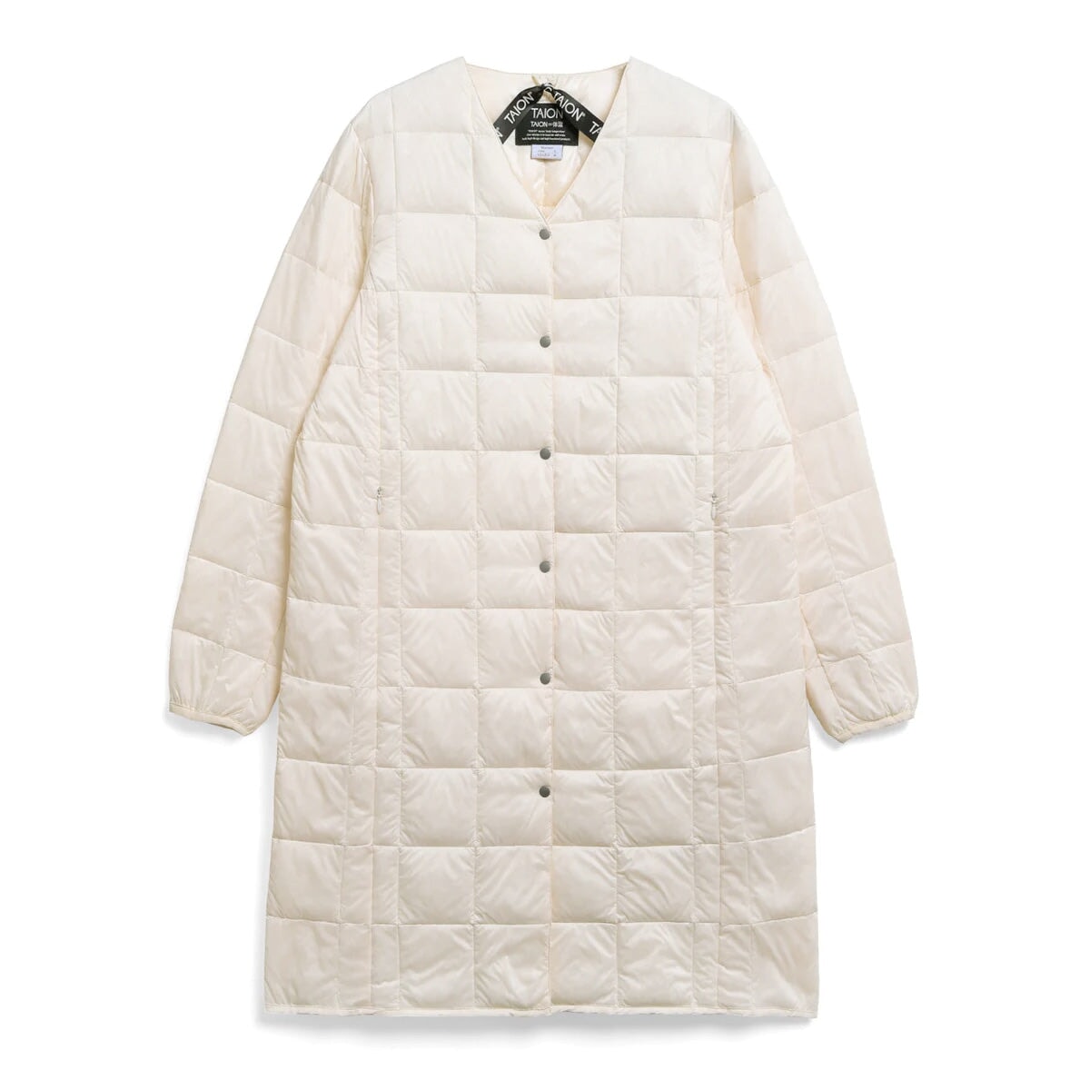 Taion Women's V-Neck Long Down Jacket - Off White Taion 