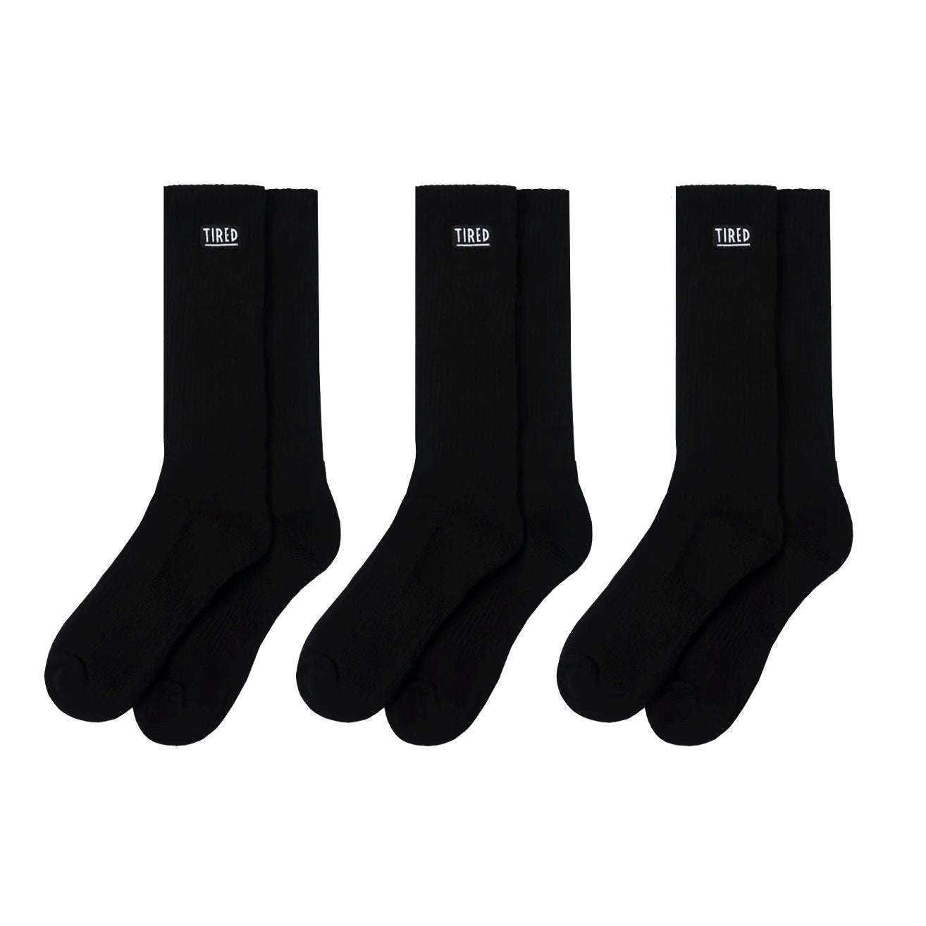 Tired OG Crew Socks (3 Pack) - Black Socken Tired 